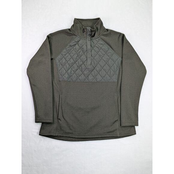 Avia Womens M (8-10) Olive Green Active Quilted 1/4 Zip Mock Neck Pullover - Picture 1 of 10